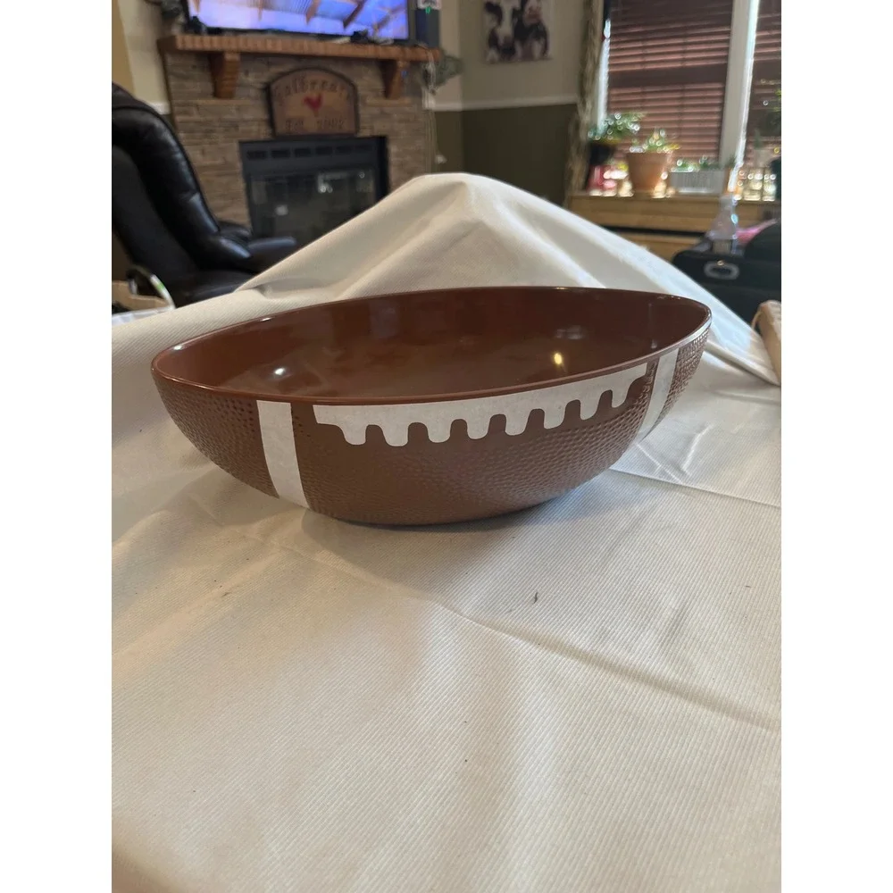 Football Shaped Melamine Serving Bowl Game Day‎ Super Bowl Tailgate Snack Dish